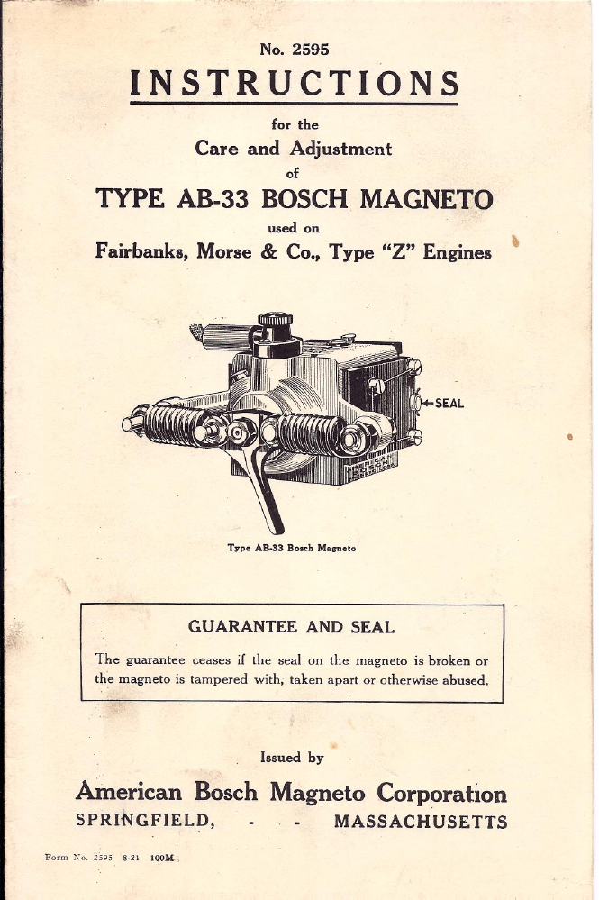 American Bosch AB33 Fairbanks Morse Z engine Manual