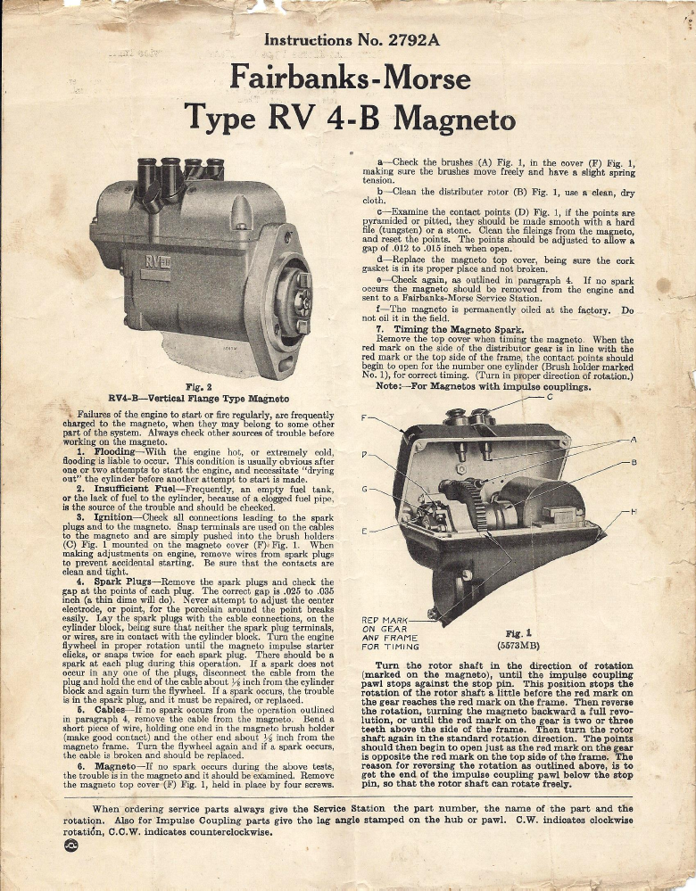 Fairbanks Morse RV Magneto Instruction manual