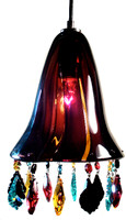Hand blown glass pendant light with STRASS SWAROVSKI crystal