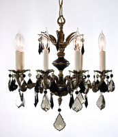 8 arm antique chandelier designed with black and golden teak STRASS crystal. One of a kind
