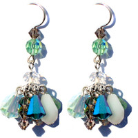 Cluster earrings made with Rare Swarovski crystals and sterling silver