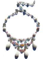 Karen curtis original estate necklace Made with very rare chalk white Swarovski elements. Made with sterling silver and adjustable clasp allows for variable lengths.