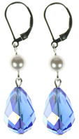 Large Hannakah drop earrings with Swarovski crystal and sterling silver