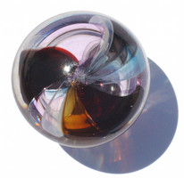 Hand made color strips are fused together and hand blown to design each drawer pull. Size may vary slightly