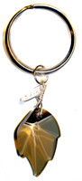 golden teak STRASS SWAROVSKI crystal on sterling silver key ring