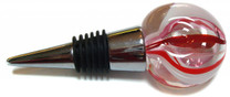 Hand blown glass bottle stopper with stainless steel base.  Fits any standard wine bottle.