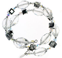 Hand crafted Bangle Bracelet made with Swarovski® Elements.  Limited edition with clear and silver crystals