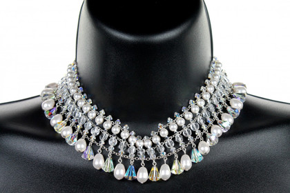 Hand crafted Bridal Necklace made with SWAROVSKI ELEMENTS and very rare Swarovski® crystals. Limited Edition on Sterling Silver.