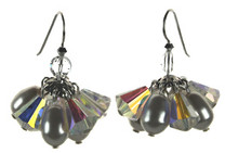 Cluster Earrings Made with SWAROVSKI ELEMENTS on sterling silver. Short but full designs displays many overlapping crystals