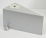 Jumbo Cake Slice Box shown in Shimmering Silver. Blossom not included.