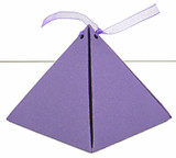 Small Pyramid Box shown in Shimmering Purple. Ribbon not included.