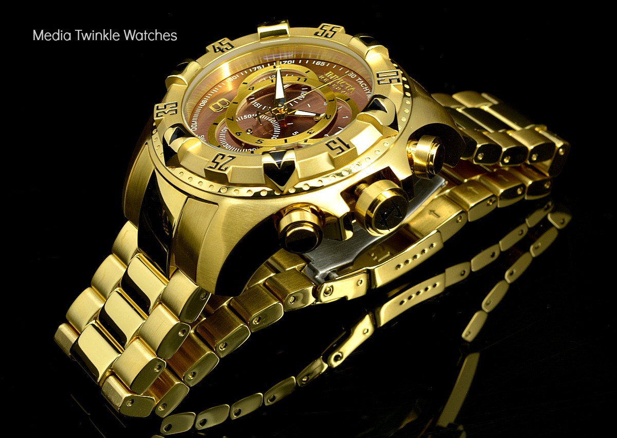 Invicta 14474 Reserve Excursion Swiss Quartz Chronograph Brown Dial All Gold Plated Stainless Steel | Free Shipping