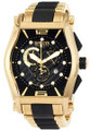Invicta 0745 Men's Reserve Tonneau Chronograph Black and 18k Gold Plated Stainless Steel Watch | Free Shipping