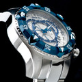 Invicta 11007 Reserve Men's Excursion Silver Dial Blue IP Bezel Swiss Quartz Chronograph Bracelet Watch w/ 8 SLOT DIVE CASE | Free Shipping