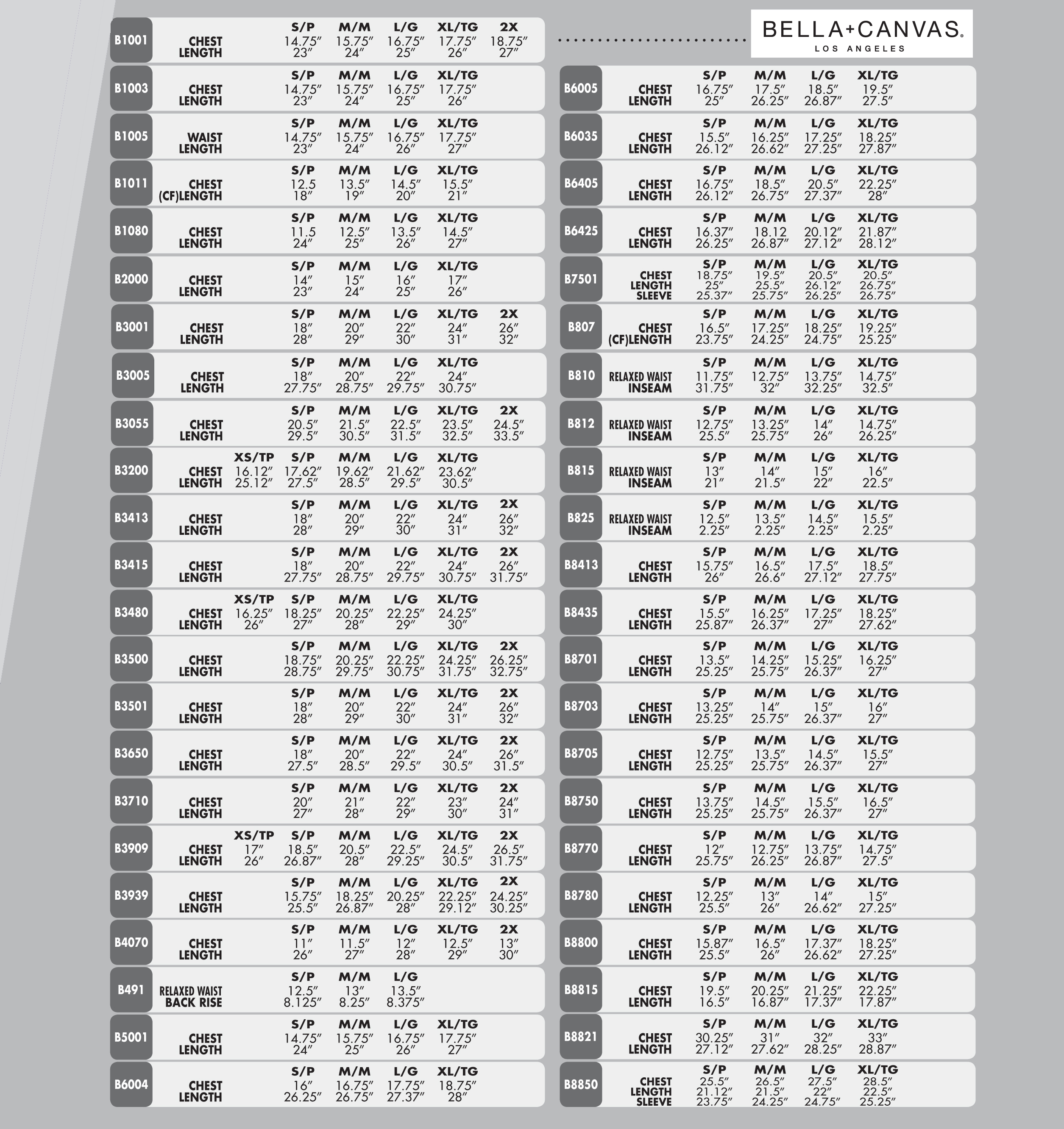 bella canvas size chart t shirt ca bella brand shirt size chart