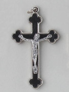 Crucifix Pendant: Enamel Inlay 6cm Black