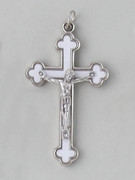 Crucifix Pendant: Enamel Inlay 6cm White