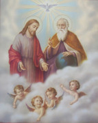 Wood Framed Print: Holy Trinity with Angels