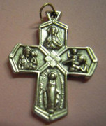 Silver Cross (Small): "I Am A Catholic" 5 Way Cross 25mm