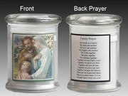 Glass Candle Holder LED battery: Holy Family