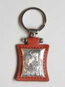 Key Ring: Sterling Silver/Leather: Holy Family