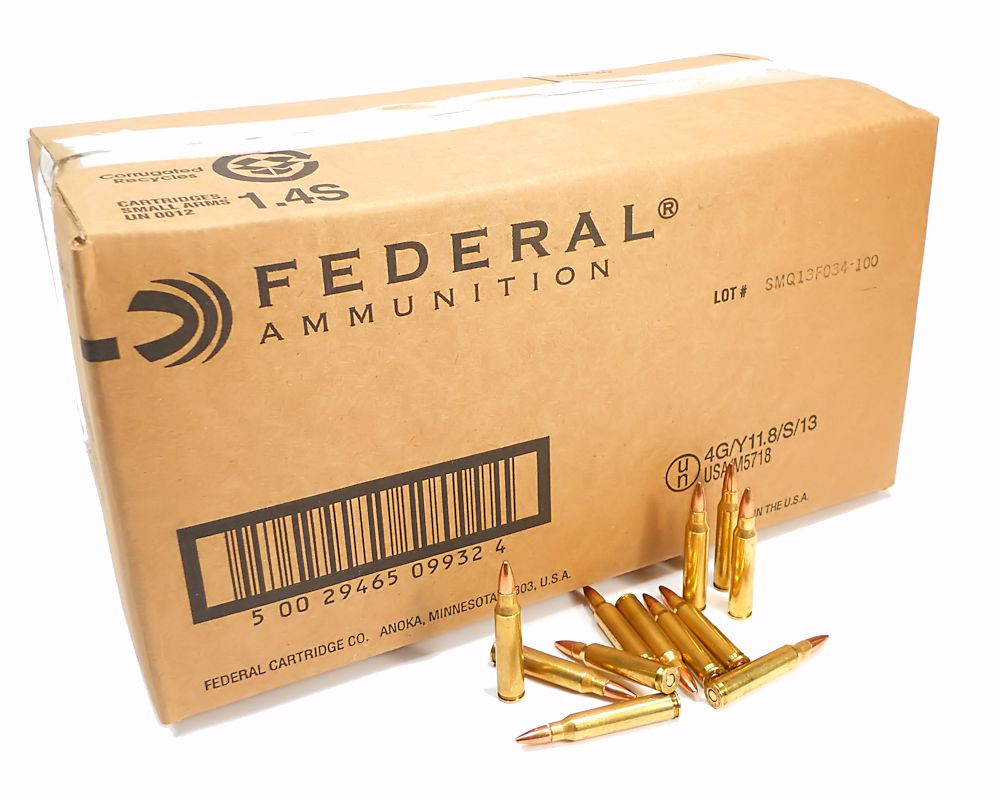 223 5.56x45 Ammo 55gr FMJ Federal AE223 1000 Round Bulk Case