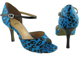 Blue Leopard Print Satin - Tango Shoes