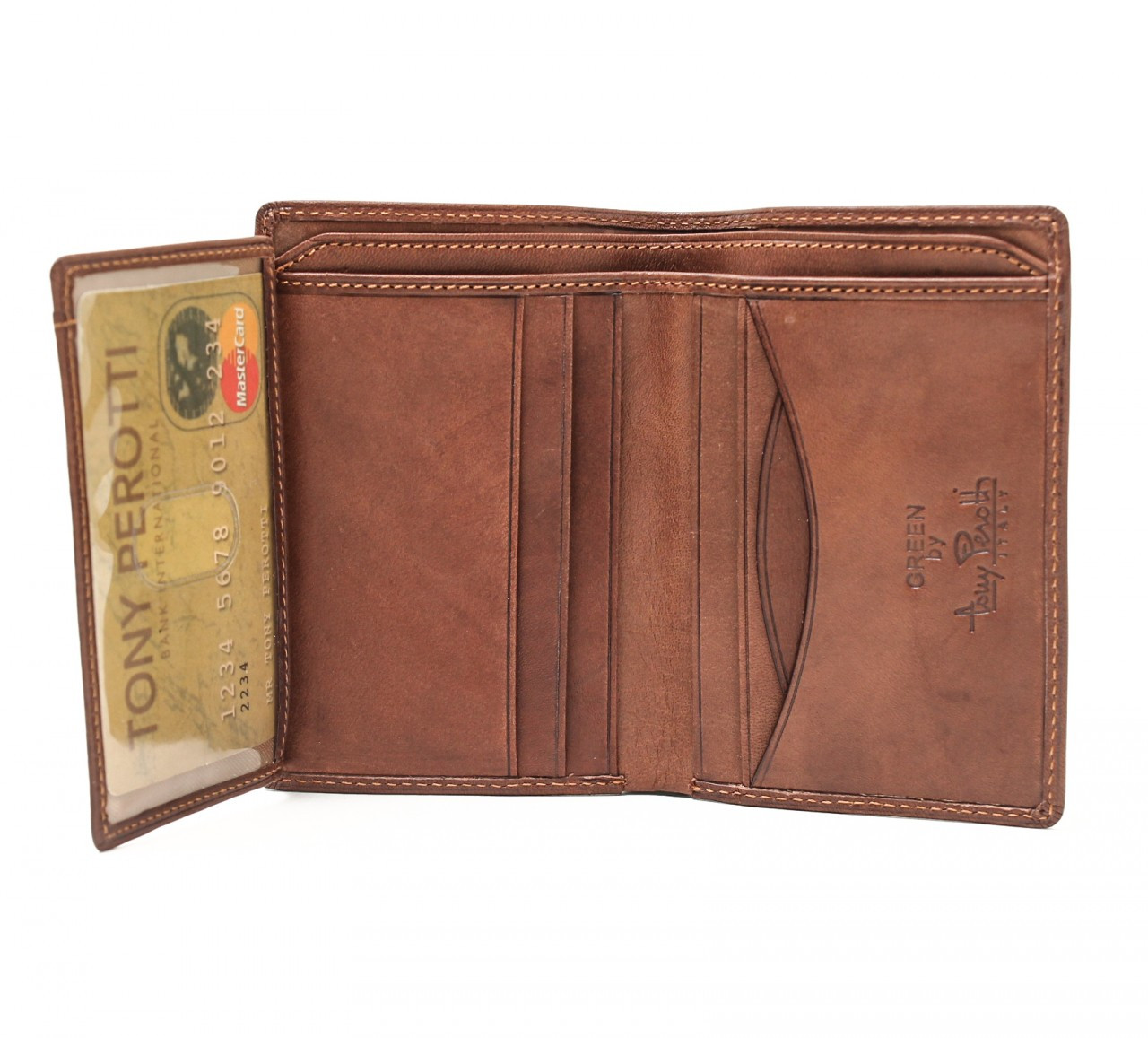 Tony Perotti Tony Perotti Prima Front Pocket Wallet w/ ID Window Brown Leather | eBay