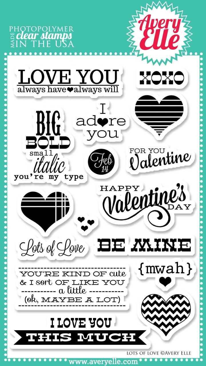 Our Lots of Love 4" x 6" clear photopolymer stamp set is perfect for Project Life projects,making cards or scrapbook pages your favorite Valentine.  The fresh sentiments in this set are sure to be used time and again.