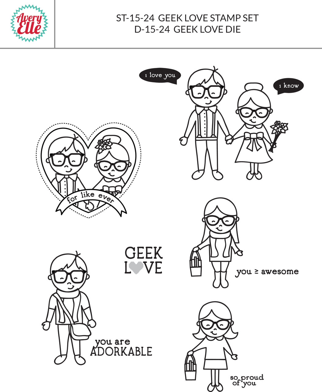 ST-15-24 Geek Love clear stamps
