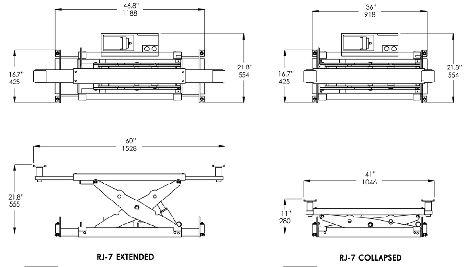 Bendpak RJ-7 Dimensions Bendpak RJ-7 Dimensions
