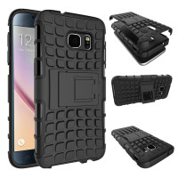 Black Heavy Duty TPU Armor Kickstand Case Cover For Samsung Galaxy S7