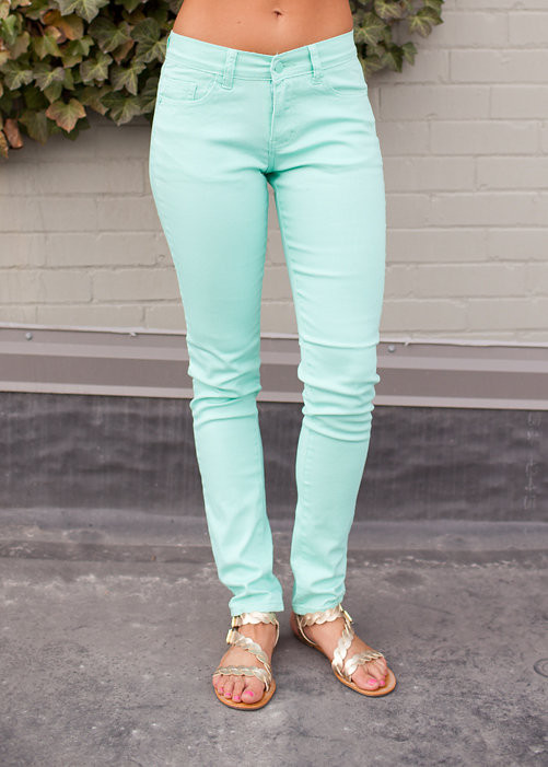 mint green jeggings