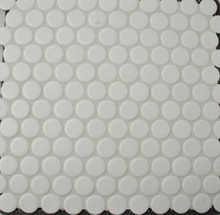 Jumbo Matt White Penny Round Mosaic