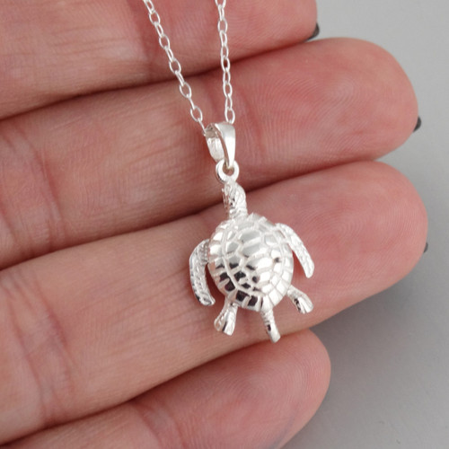 Sterling Silver Sea Turtle Necklace FashionJunkie4Life
