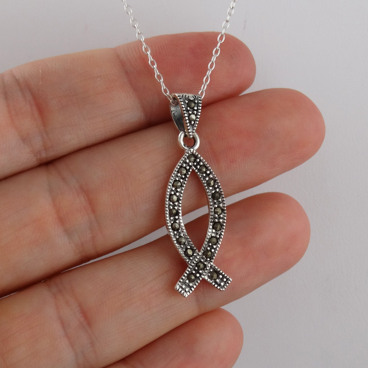 Sterling Silver Christian Fish Necklace FashionJunkie4Life