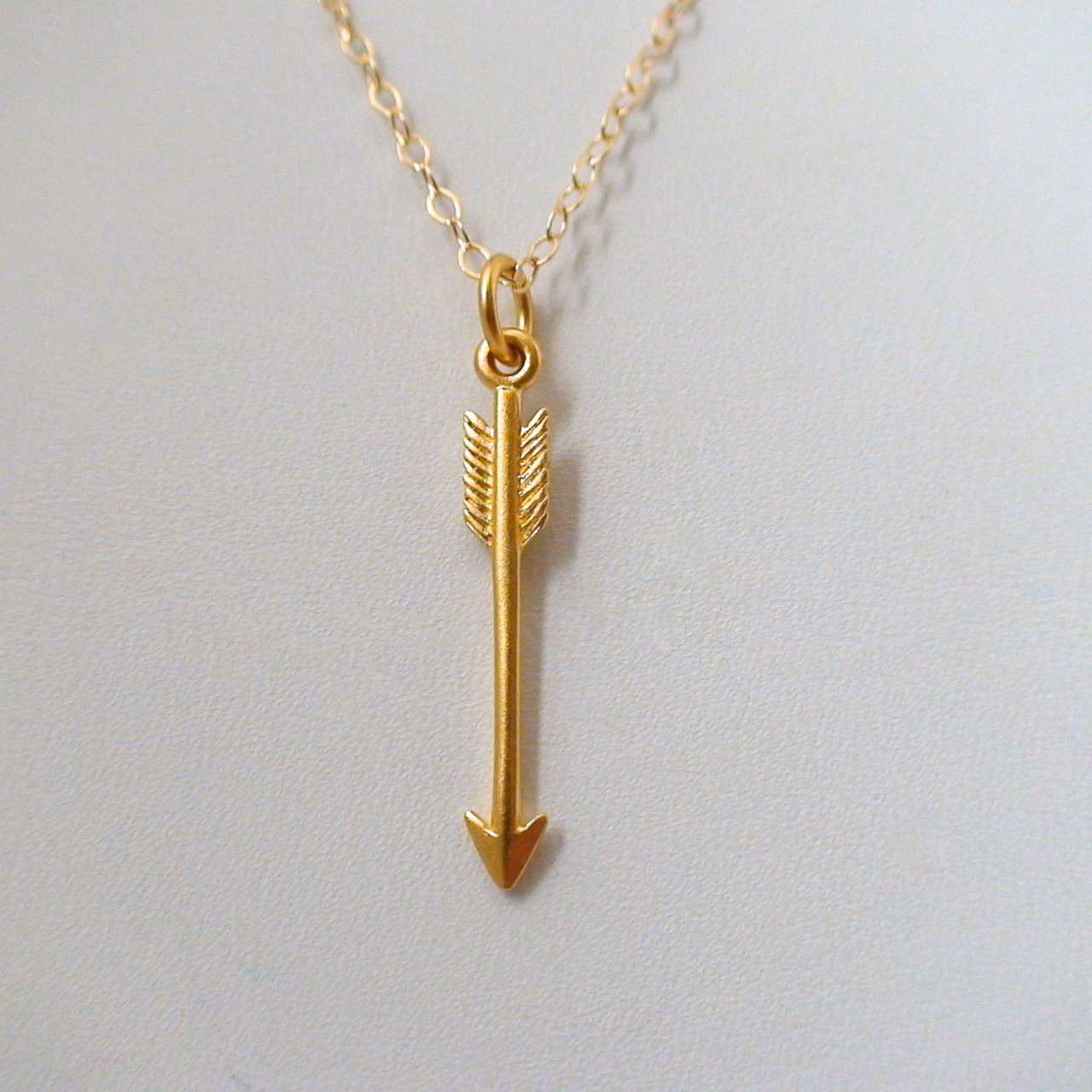 Arrow Charm Necklace 24K Gold Plate Sterling Silver