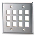 12 Port Stainless Steel Double Gang Wall Plate