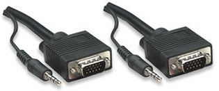10' SVGA with Audio Cable HD15 VGA and Stereo 3.5 mm Plug Male to Male