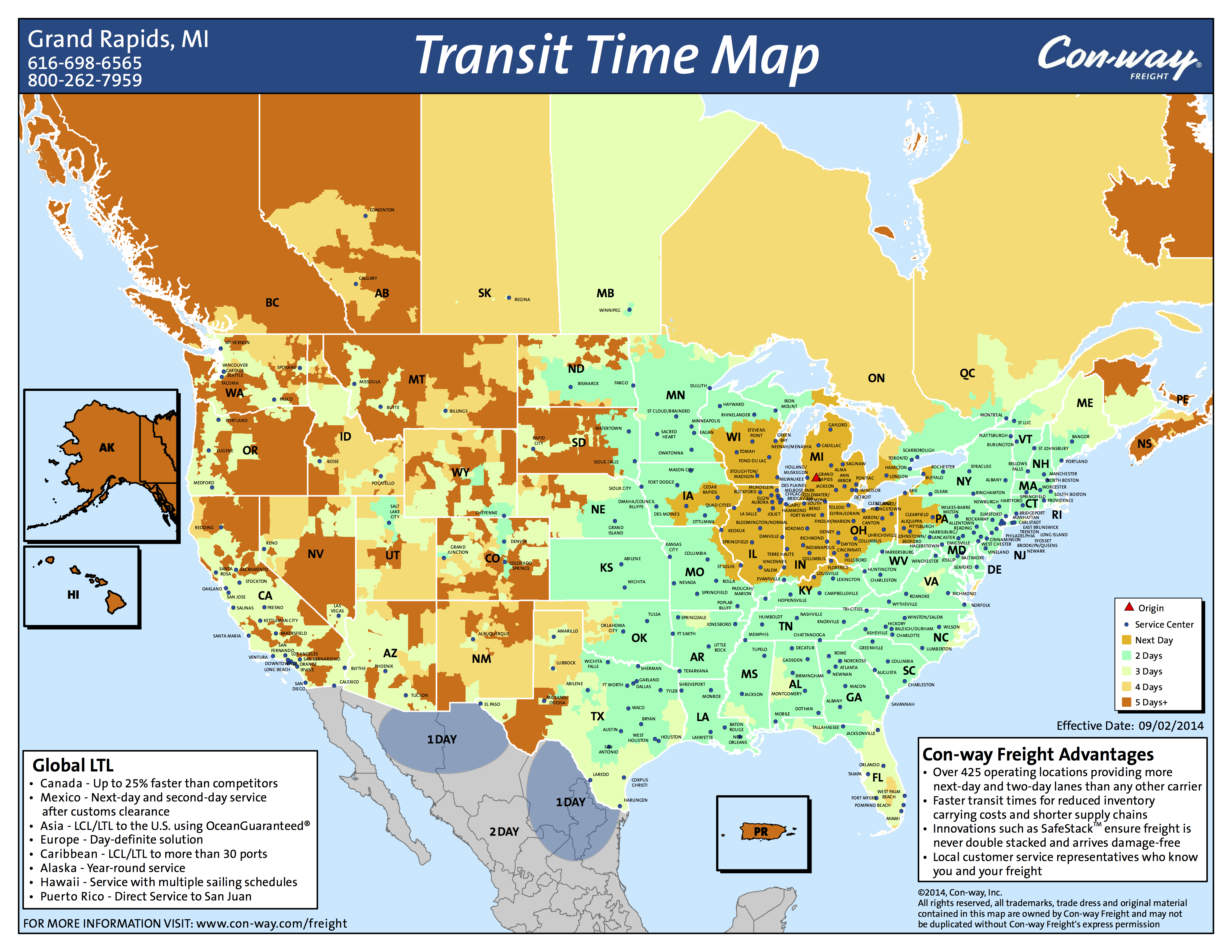 conway freight transit times