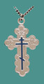 Cross SS St. Olga Style w/blue enml., Lg. w/24" Stainless Steel Chain, Engr.
