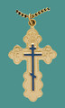 Cross SS/GP w/stainless/GP 18" chain, med. St Olga style w/blue enml - engr