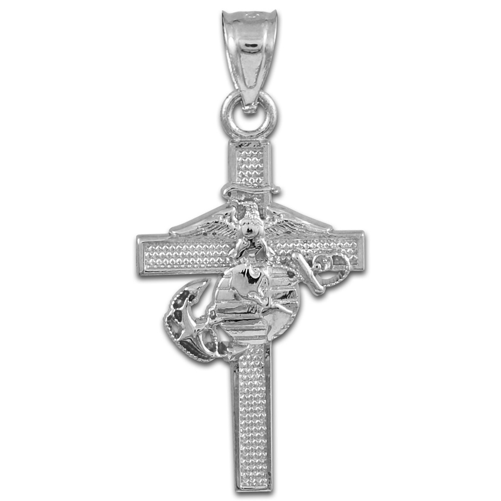 Sterling Silver .925 US Marine Corp Cross Medium Pendant eBay
