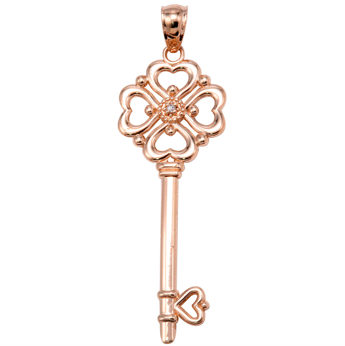 Rose Gold Hearts Key with 0.02ct Round Diamond Pendant Made in USA eBay
