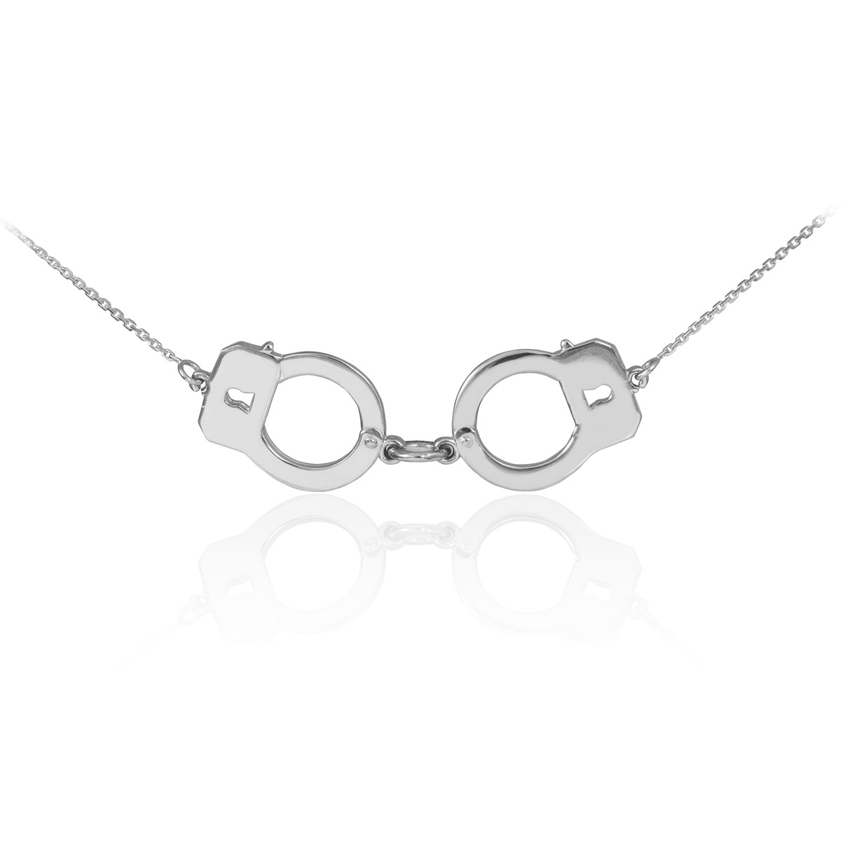 Handcuffs necklace in 14k white gold.