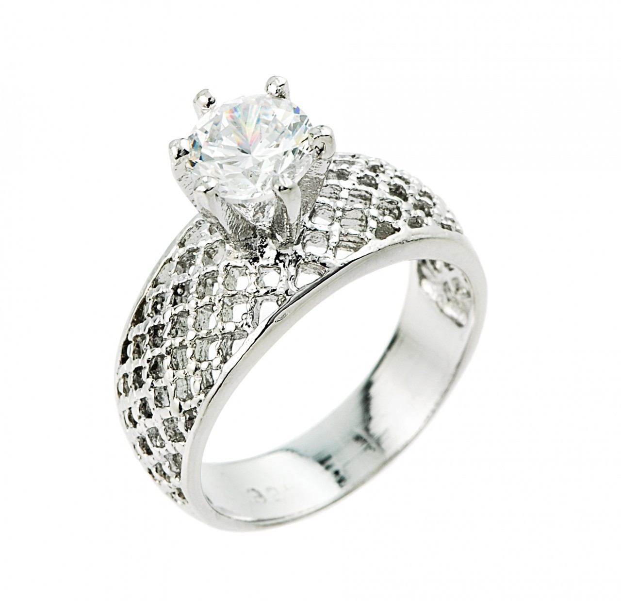 White Gold Fancy CZ Engagement Ring