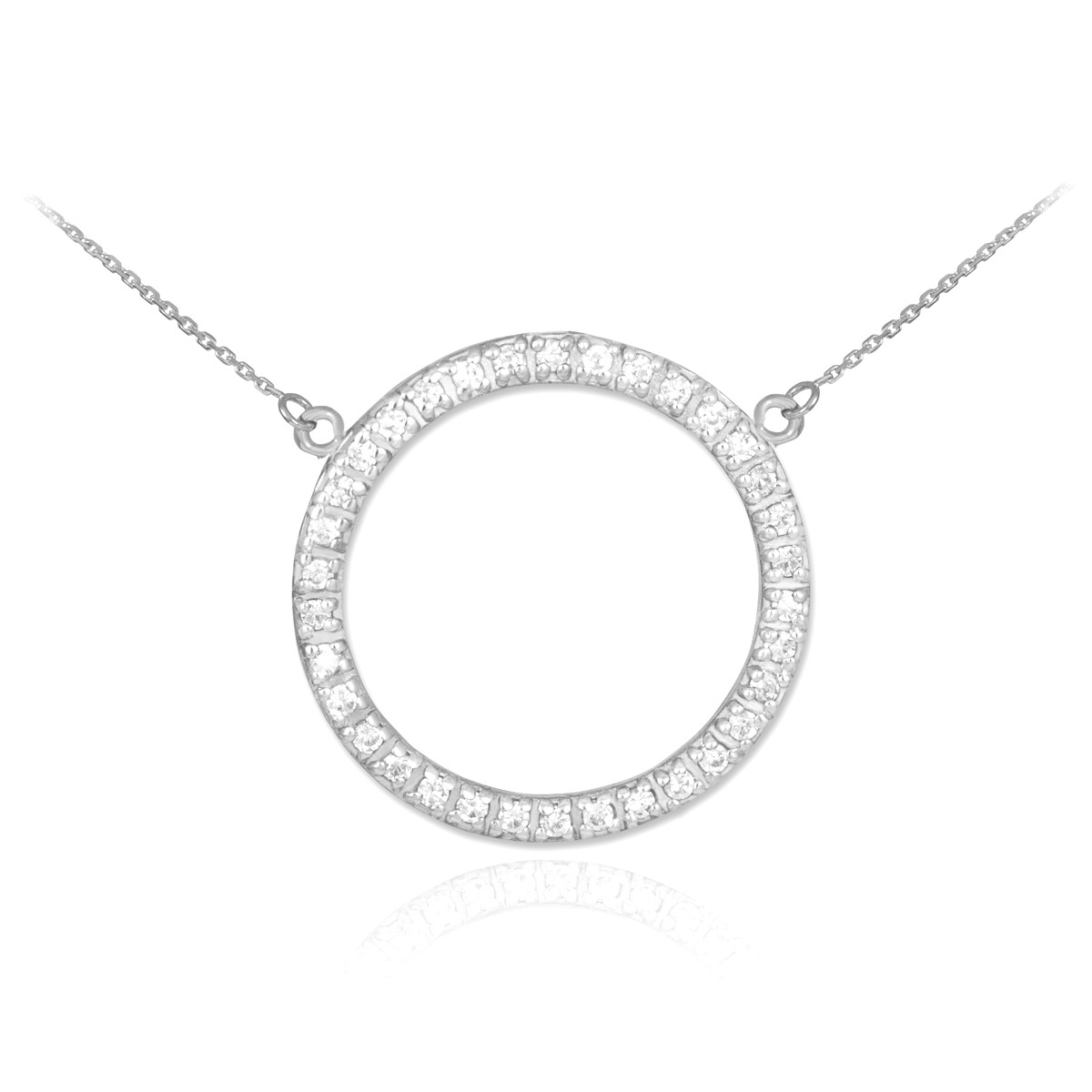 14K White Gold Eternity Circle of Life Diamond Necklace
