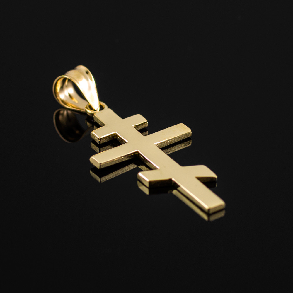 Gold Plain Russian Eastern Orthodox Cross Pendant 10K 14K