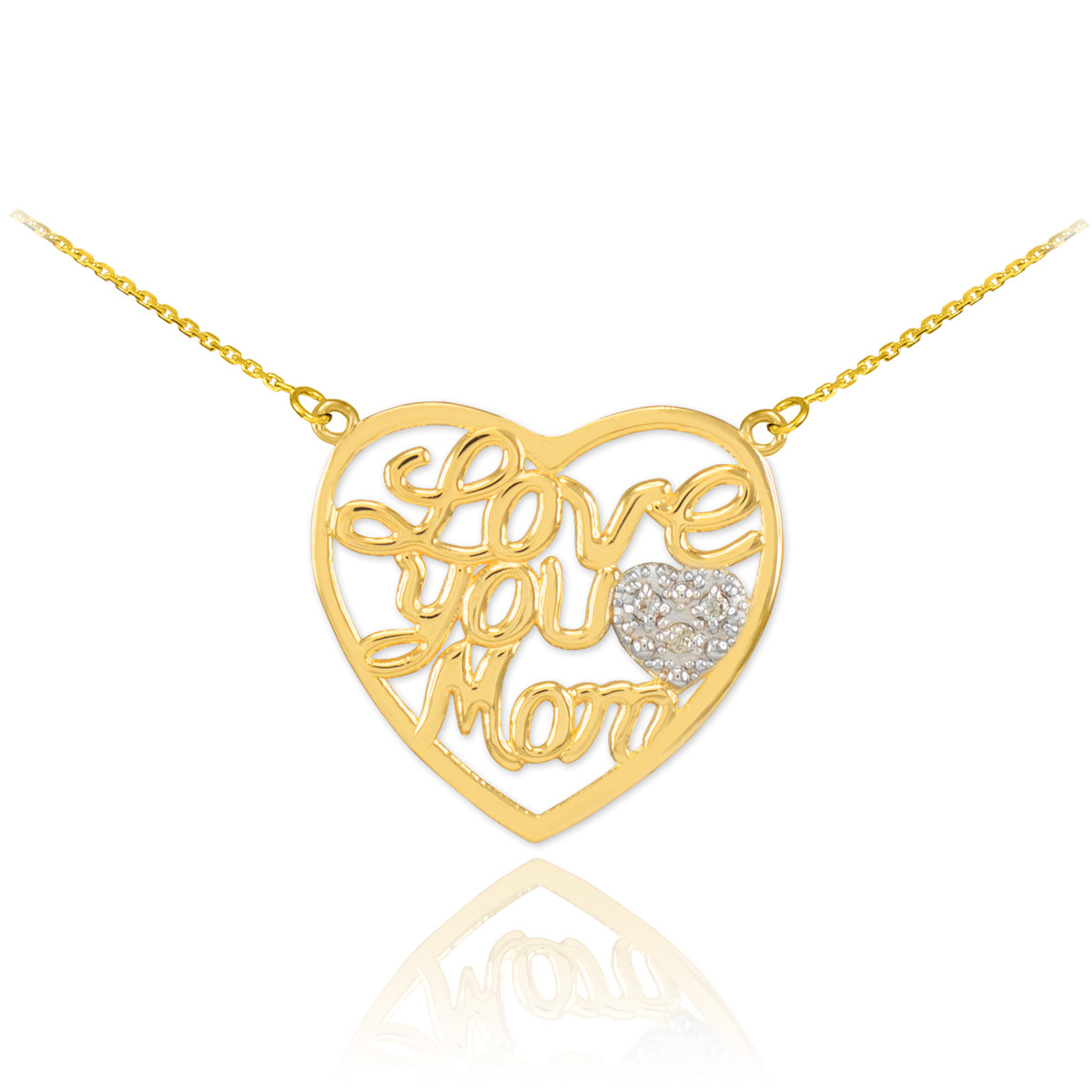 Mother s Day Gifts 14K Gold Diamond Pave Heart