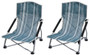 2 X OZtrail Deluxe Portable Camp Picnic Beach Chair - (Blue Green with White Stripes)